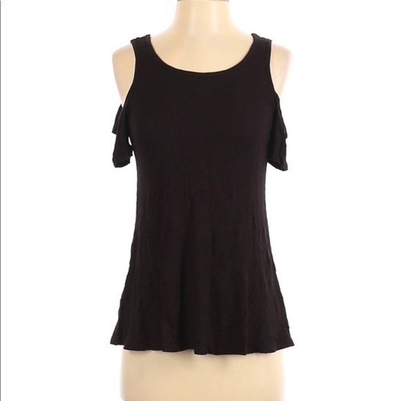 Love on a Hanger Black Cold Shoulder Top Size Large 🕷 - Picture 1 of 5